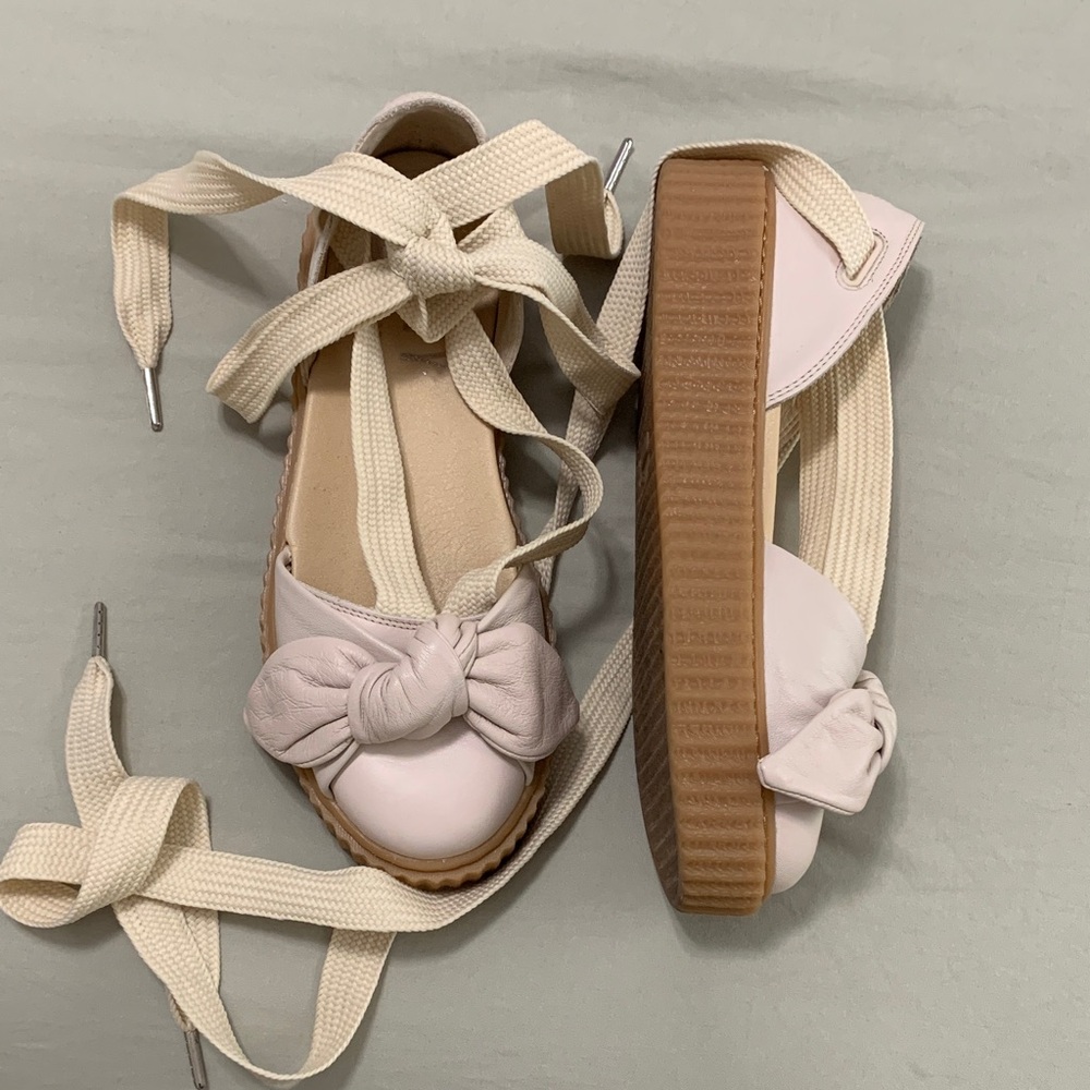 Puma Fenty Cream Espadrilles with Bow Detail
